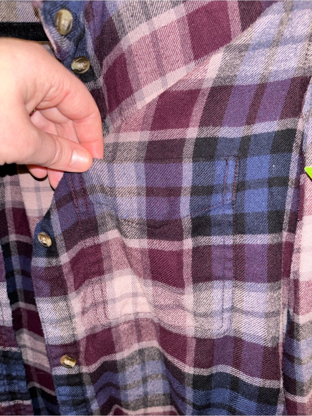 American Eagle Outfitters Plum and Navy Plaid Button-Down Shirt - Picture 5 of 5